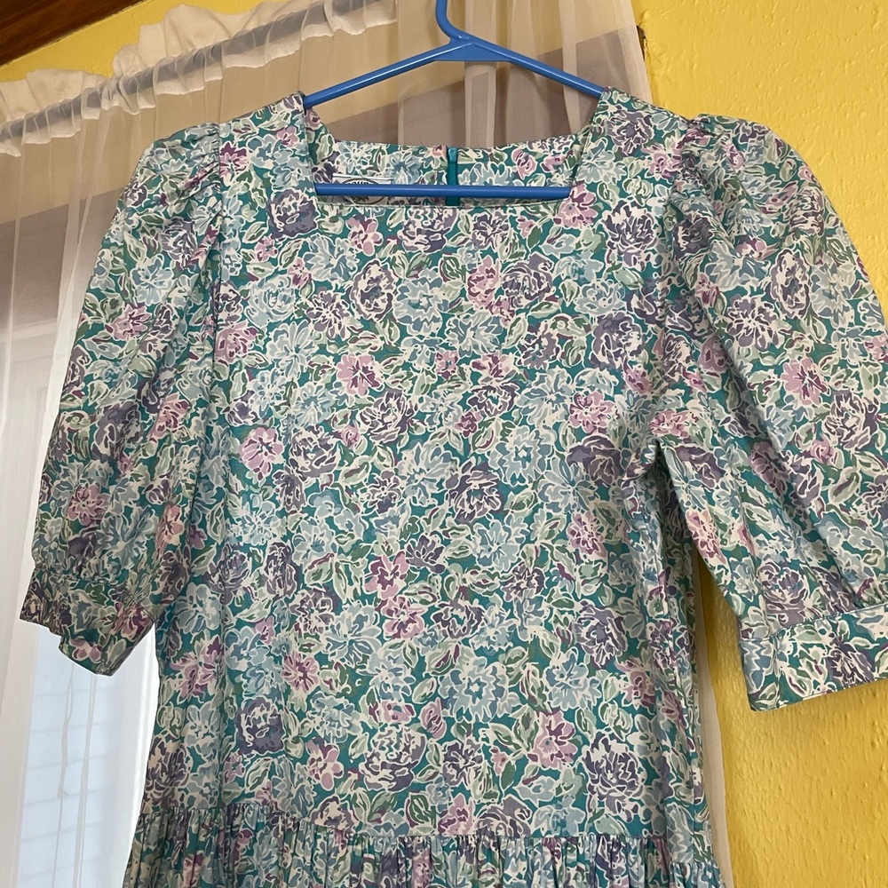 SOLD-Vintage 80s Laura Ashley Cotton Floral Dress - Picture 2 of 5